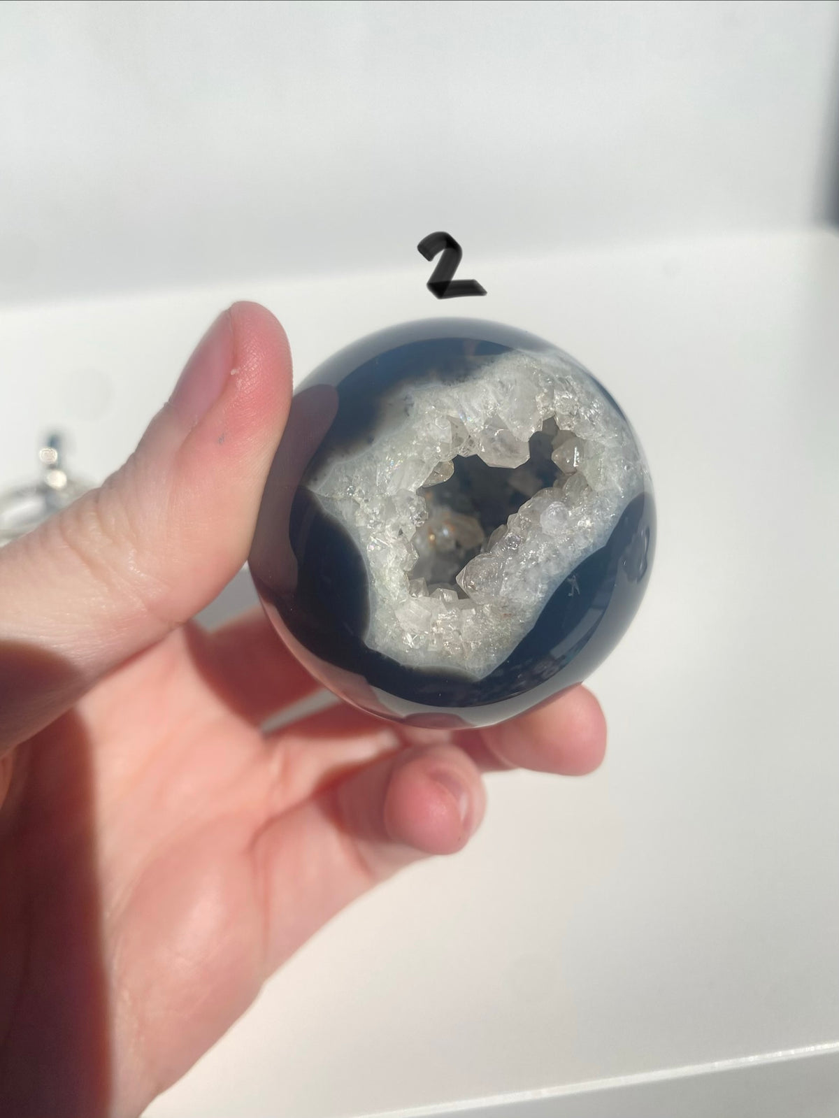 Druzy Black Agate Sphere