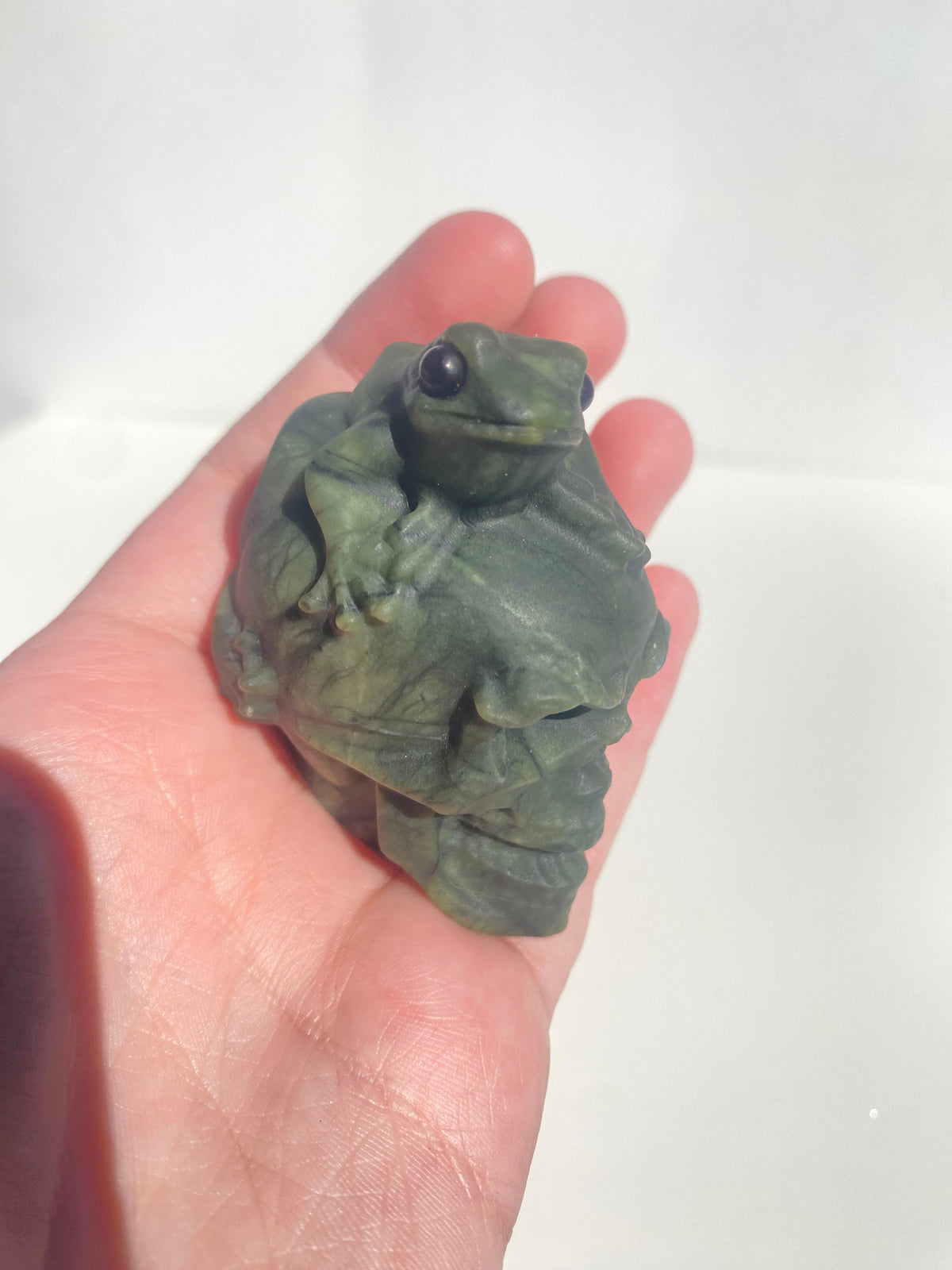 Nephrite Jade Skull with Frog Friend
