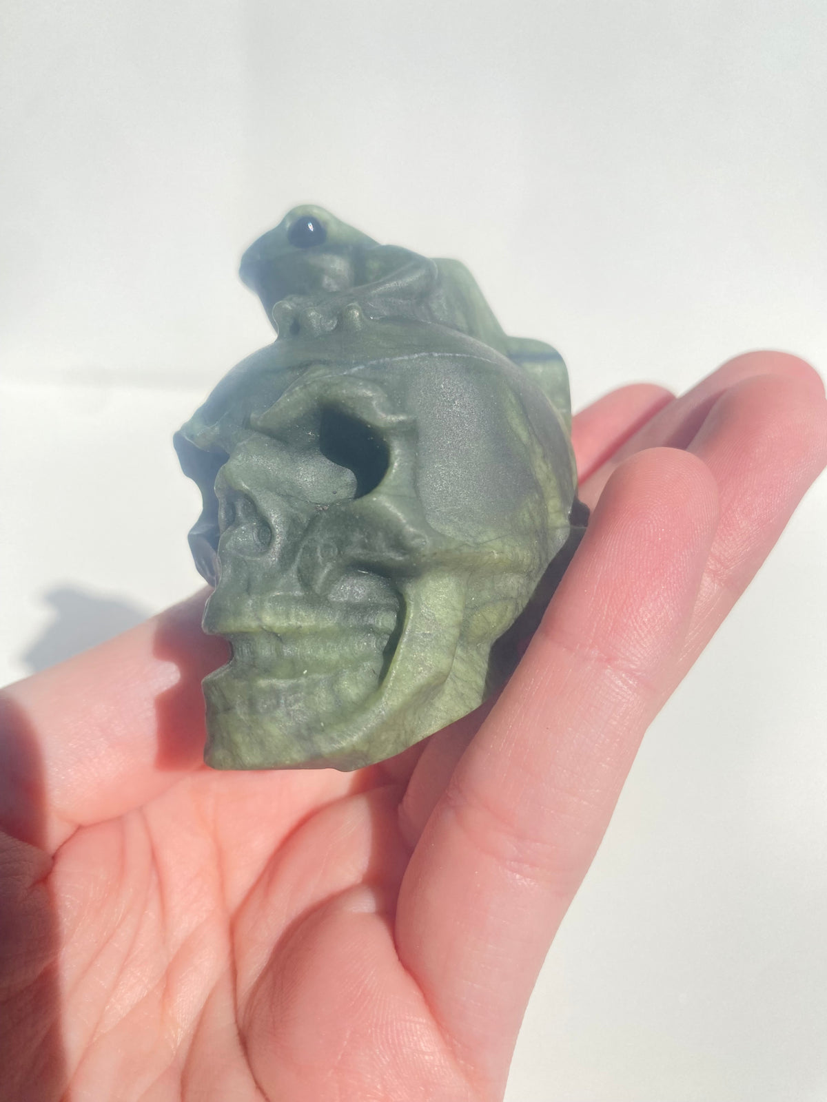 Nephrite Jade Skull with Frog Friend