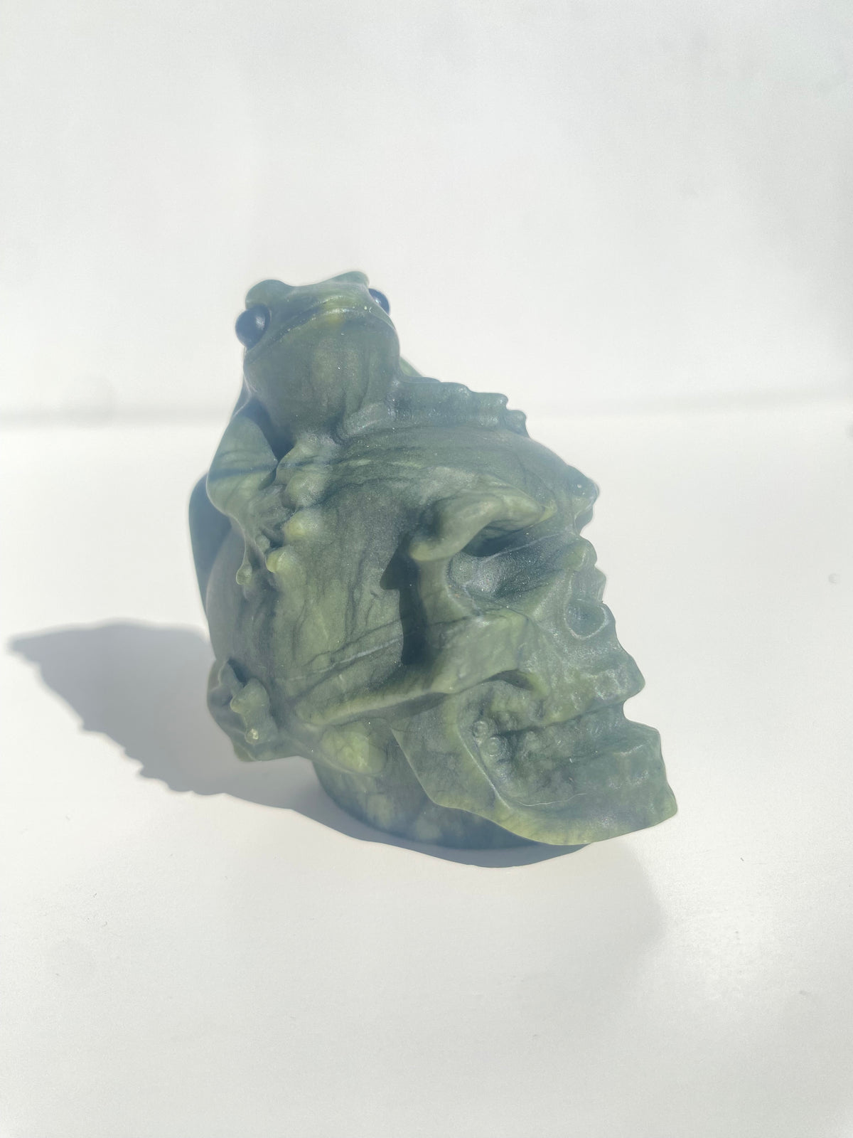 Nephrite Jade Skull with Frog Friend