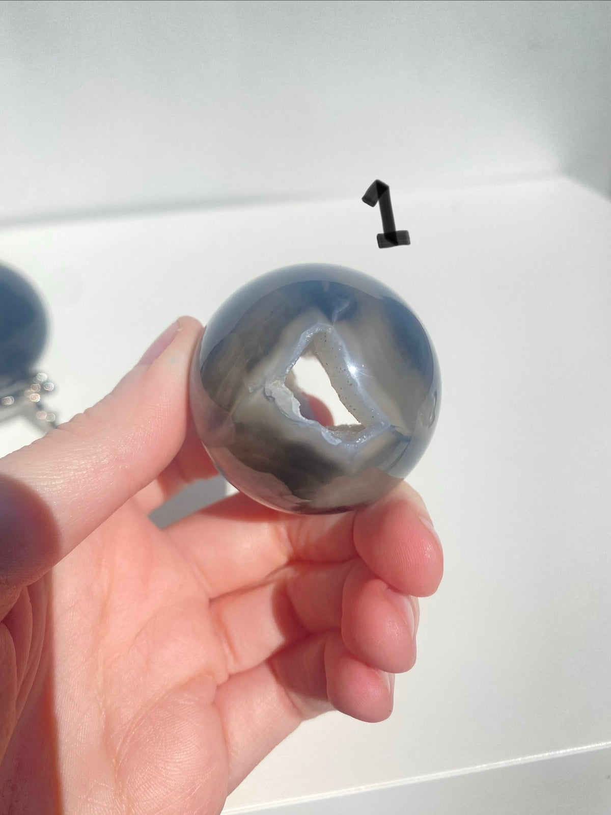 Druzy Black Agate Sphere