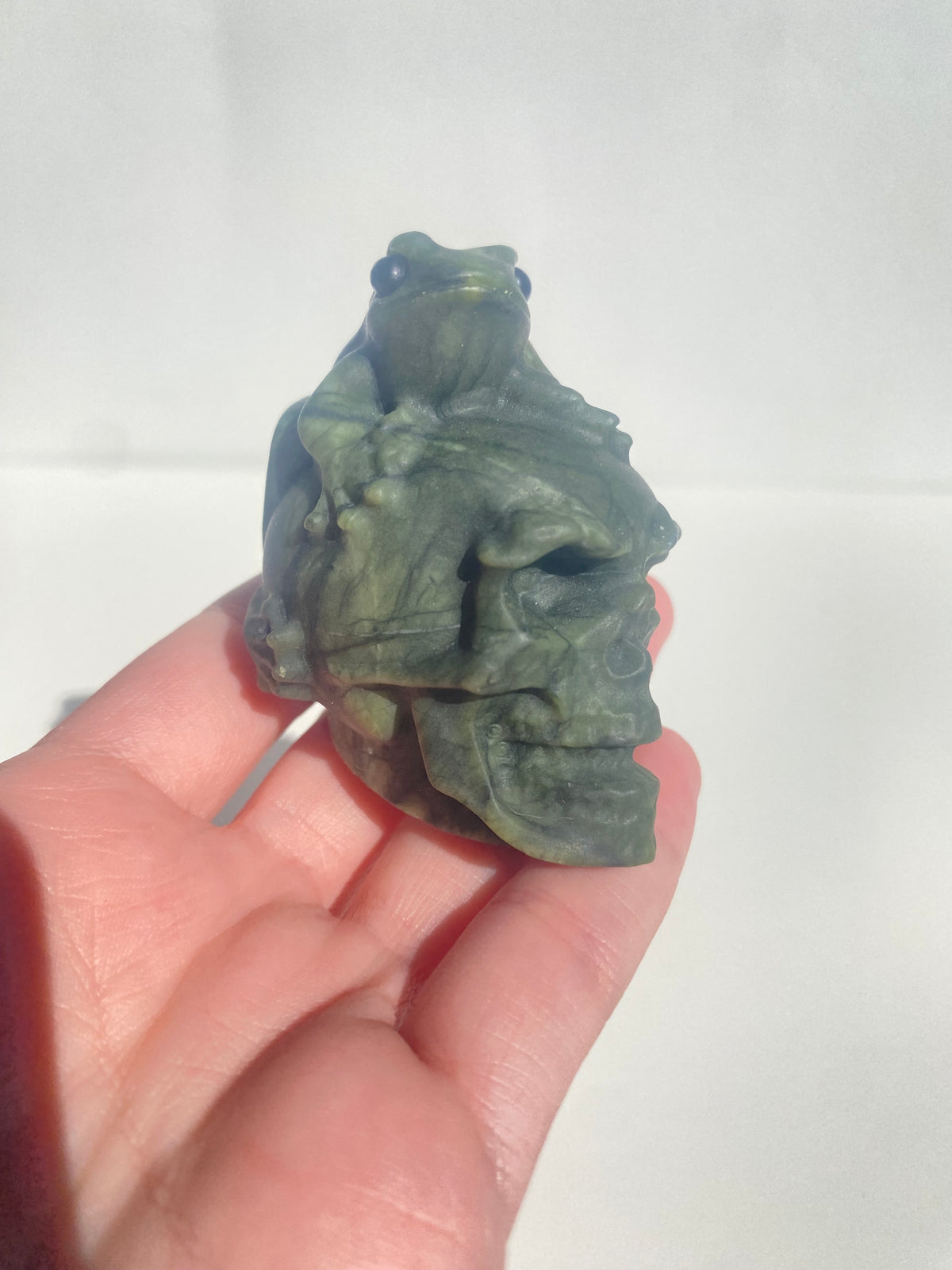 Nephrite Jade Skull with Frog Friend