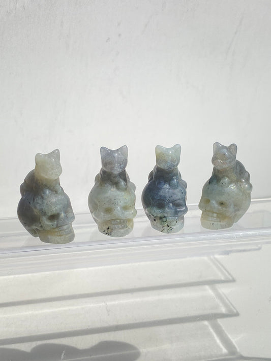 Labradorite Kitty Skull